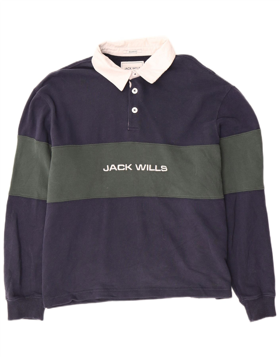 Męska koszulka polo do rugby JACK WILLS z grafiką XL, granatowa, z blokami kolorów
