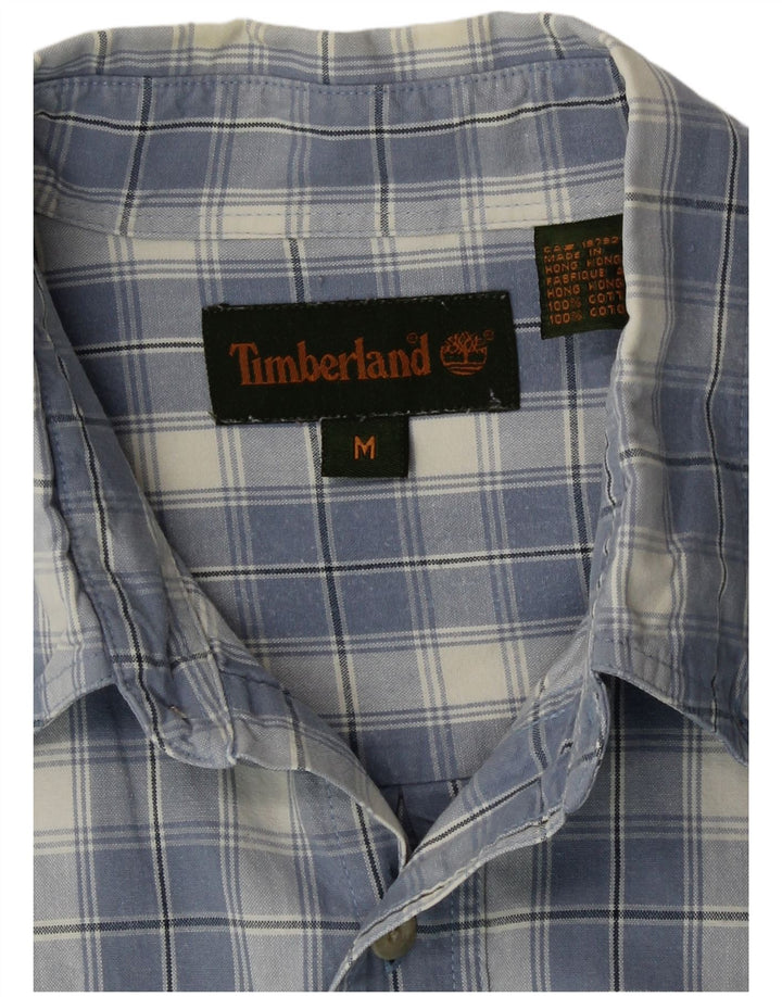 Koszula męska Timberland, bawełniana, w średnią niebieską kratkę