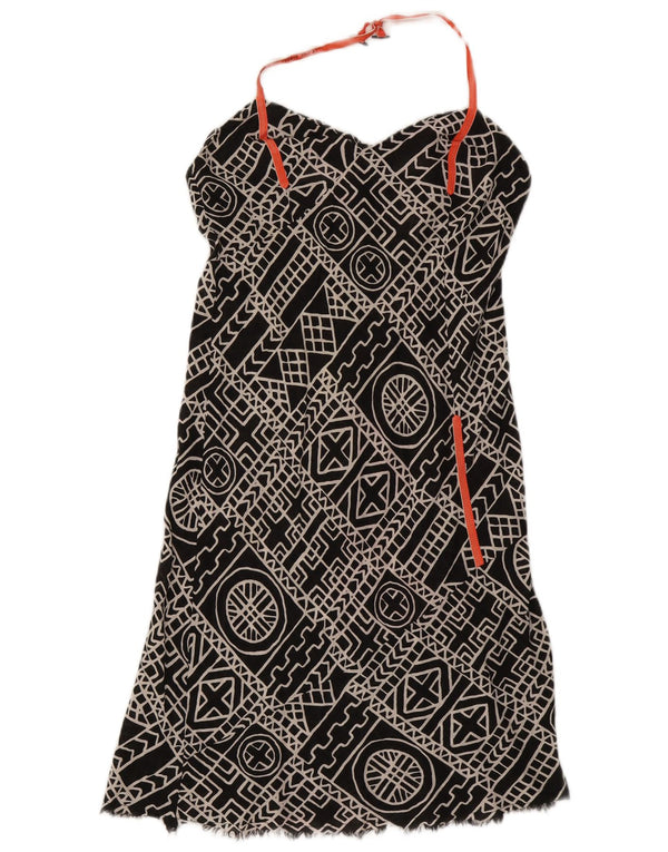 Damska sukienka wiązana na szyi Diesel UK 12 Średnia czarna geometryczna bawełna