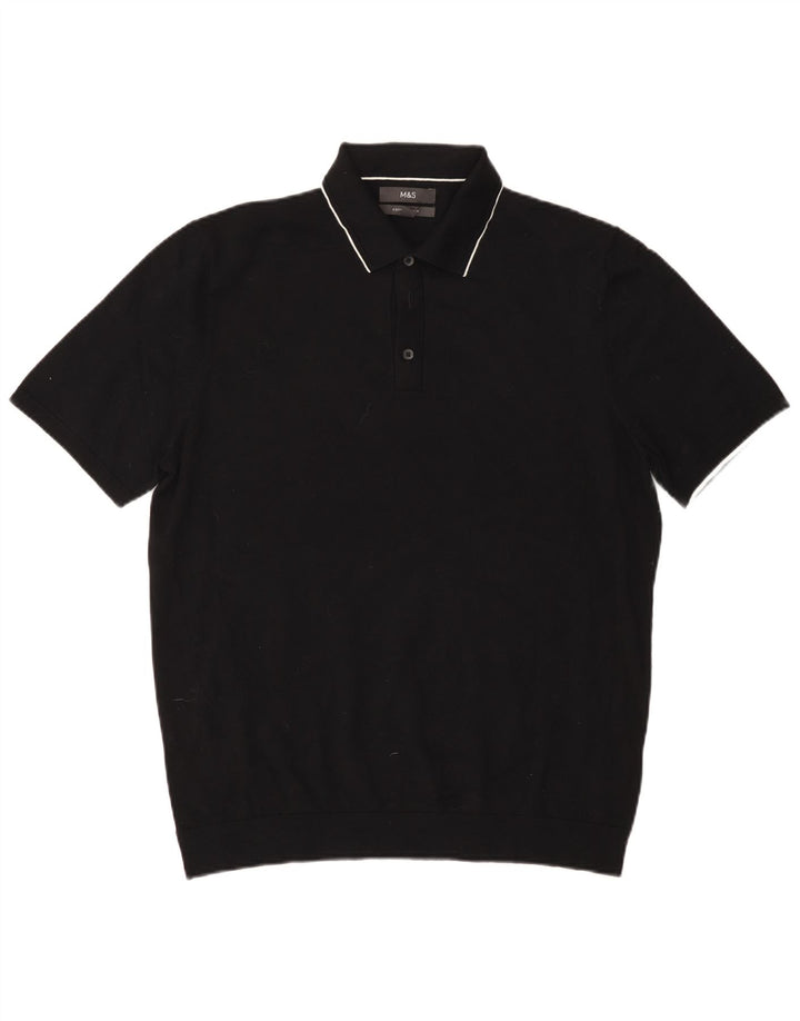 Męska koszulka polo Marks & Spencer, duża, czarna, bawełniana