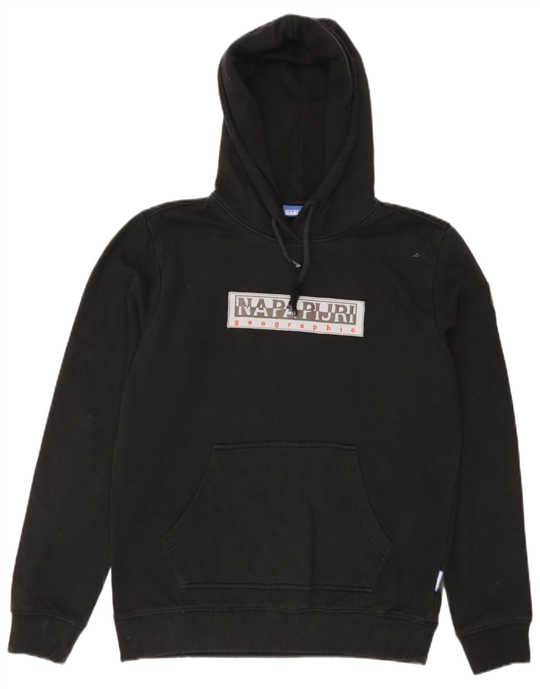 Męski sweter z kapturem i grafiką geograficzną NAPAPIJRI, mały, czarny, bawełniany