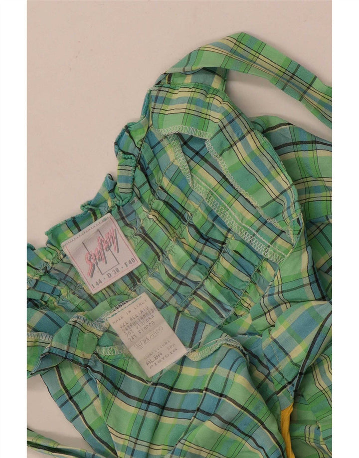 Vintage damski top na ramiączkach IT 44, średni zielony octan w kratkę