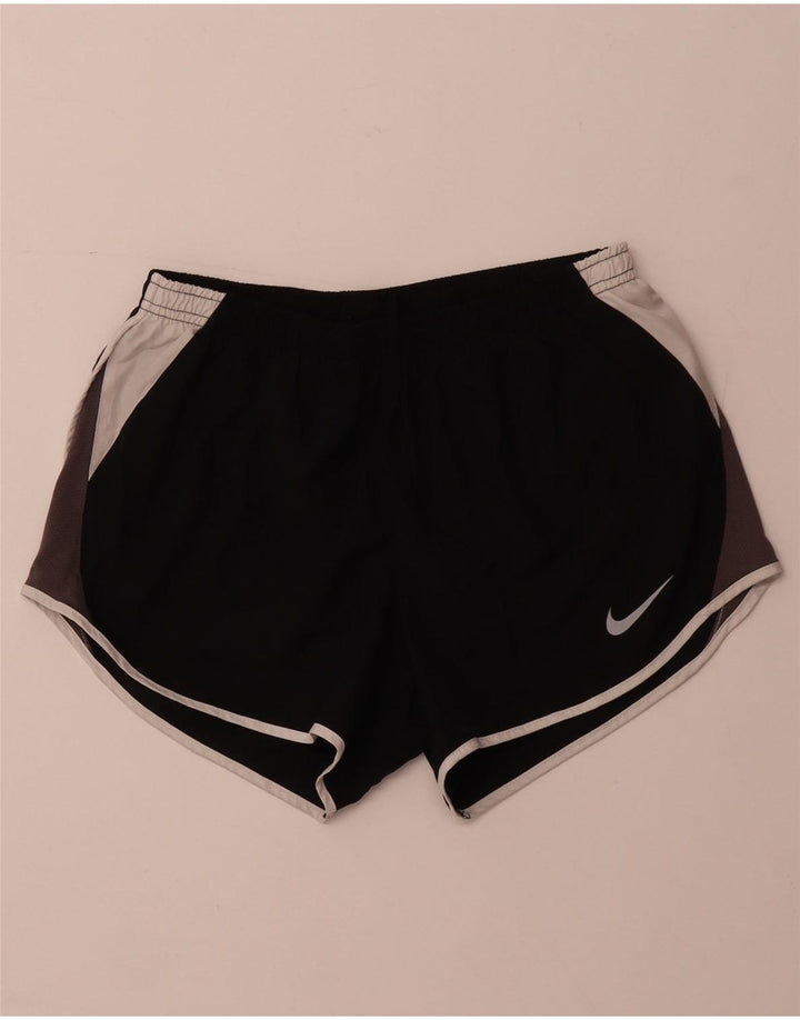 Damskie spodenki sportowe NIKE Dri Fit UK 8, małe, czarne, z poliestru w blokach kolorów