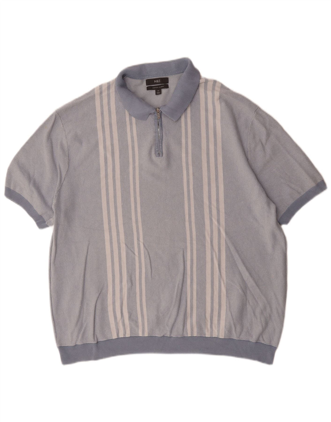 Męska koszulka polo Marks & Spencer 2XL, niebieska, bawełniana w paski