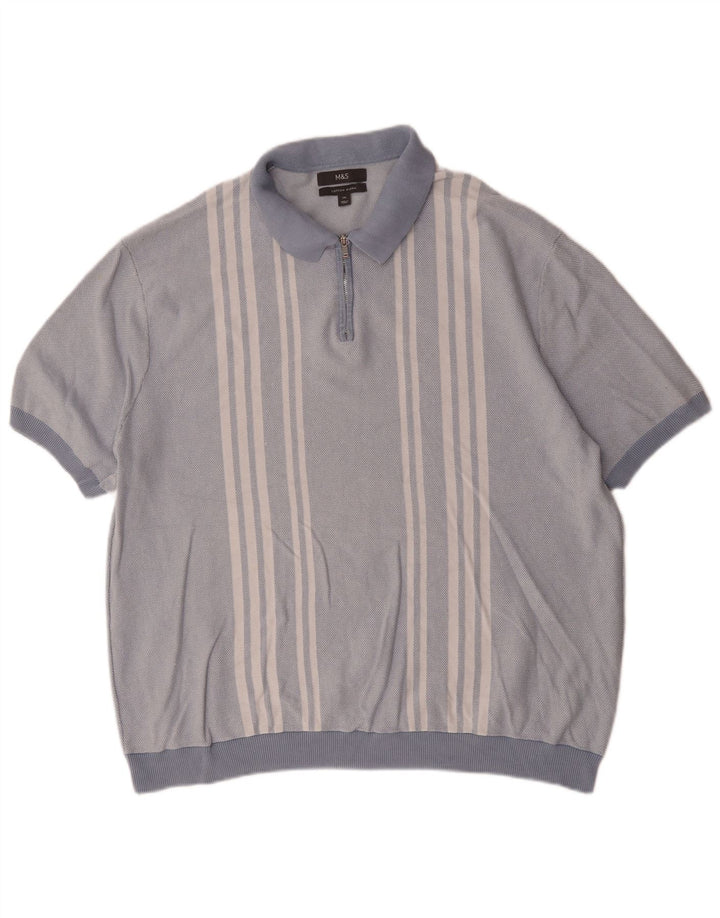 Męska koszulka polo Marks & Spencer 2XL, niebieska, bawełniana w paski