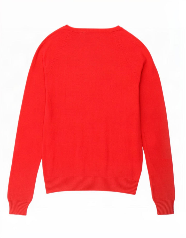 Sweter damski Zara z dekoltem w kształcie litery V, UK 12, średni czerwony, bawełniany