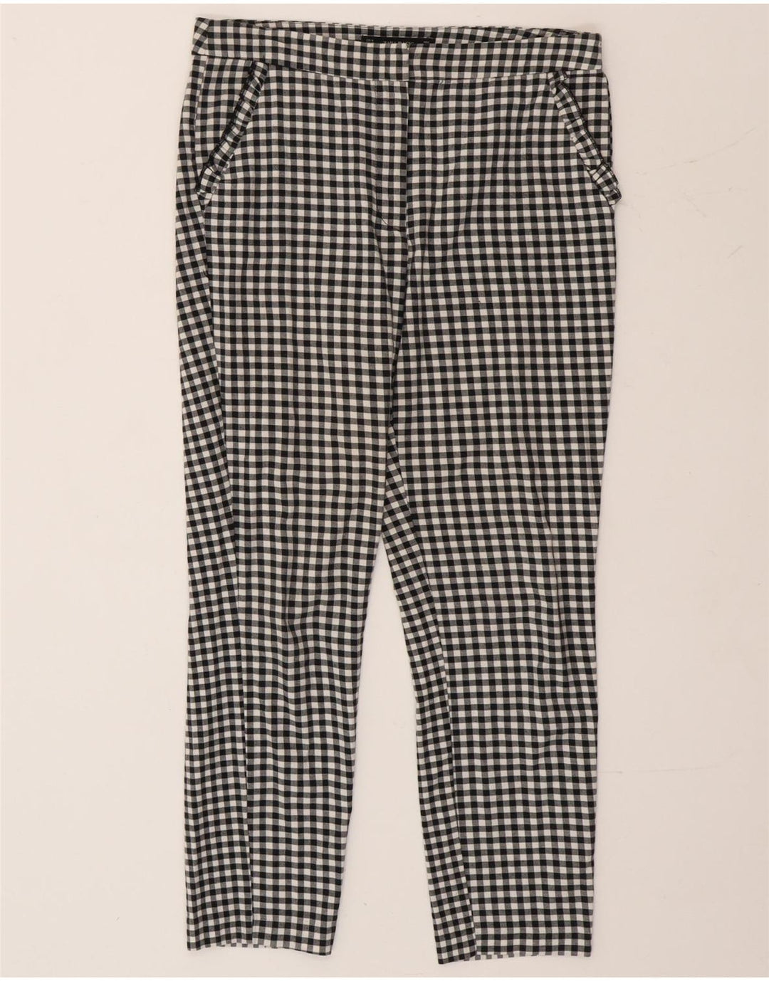 Spodnie damskie Zara Slim Chino, średnie W30 L26, czarne w kratkę