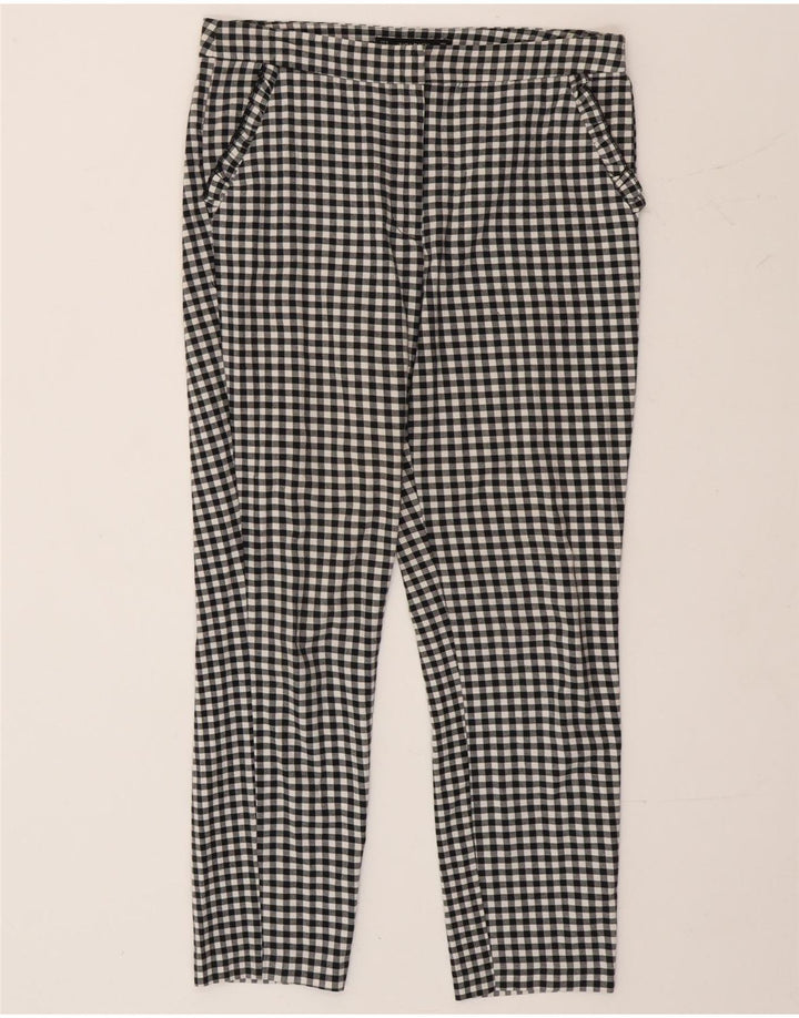 Spodnie damskie Zara Slim Chino, średnie W30 L26, czarne w kratkę