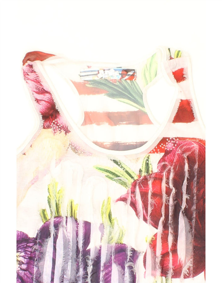 DESIGUAL Womens Vest Top UK 10 Small Multicoloured Floral Vintage Desigual and Second-Hand Desigual from Messina Hembry 