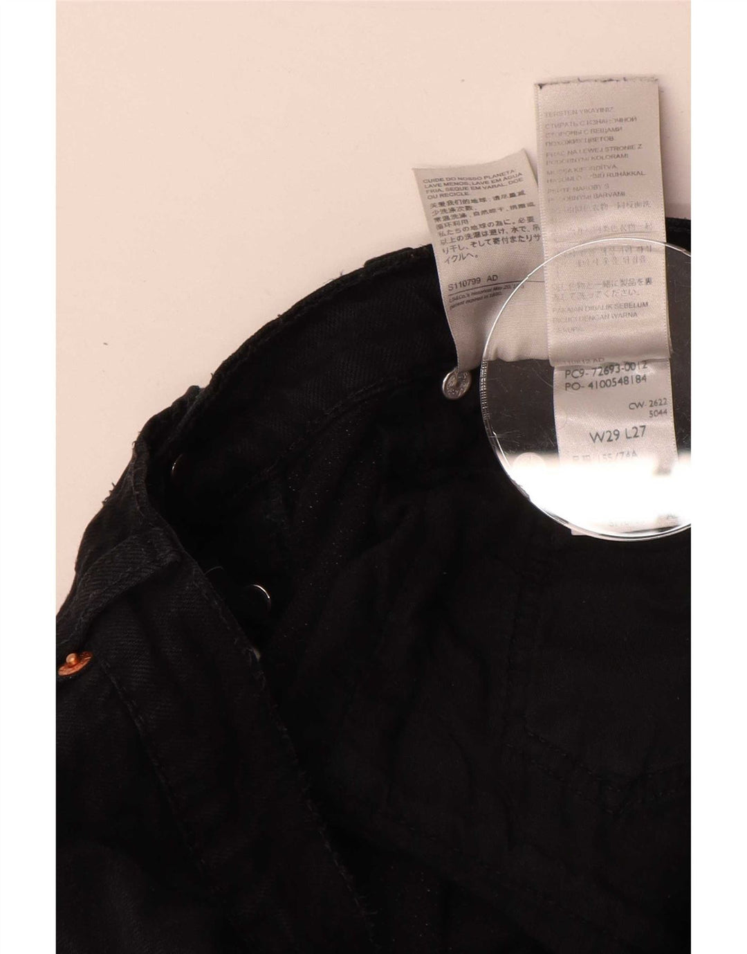 Damskie jeansy Levi's Ribcage Straight W29 L27 Czarne bawełniane