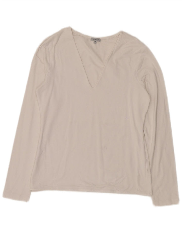 Damski top JIGSAW z długim rękawem, UK 12, średnia biała bawełna