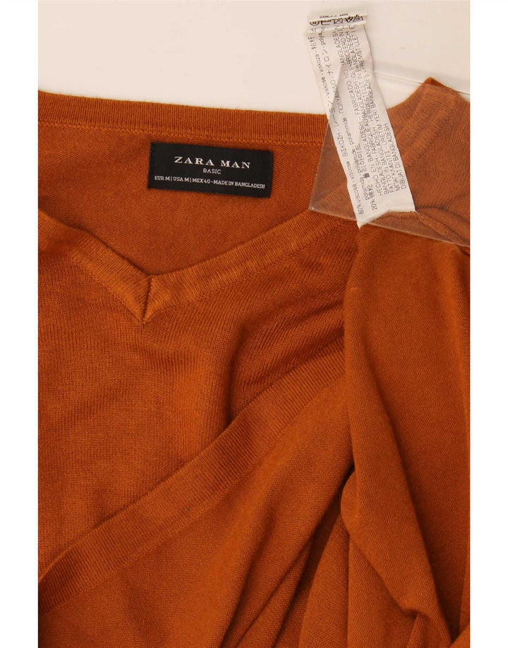 Męski sweter Zara z dekoltem w kształcie litery V, średnia pomarańczowa wiskoza