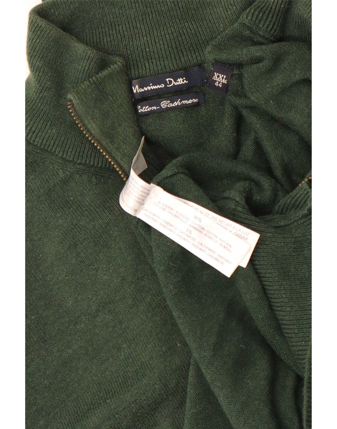 Męski sweter zapinany na zamek Massimo Dutti 2XL, zielony, bawełniany