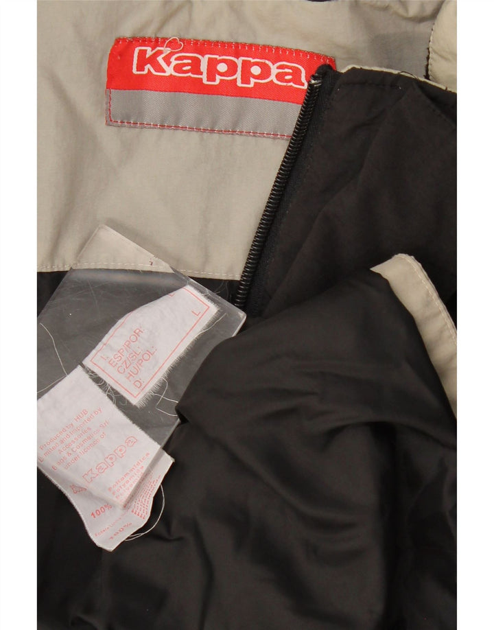 Męska kurtka wiatrówka KAPPA UK 40, duża, czarna, z blokami kolorów, poliamid