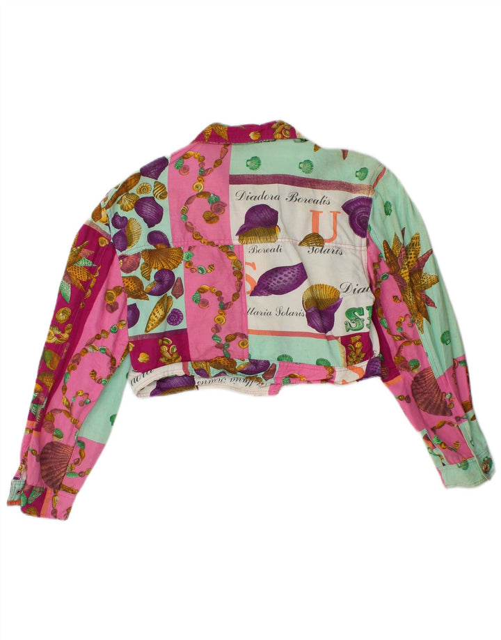 Vintage damska graficzna bolerko UK 10 Small wielobarwna wiskoza