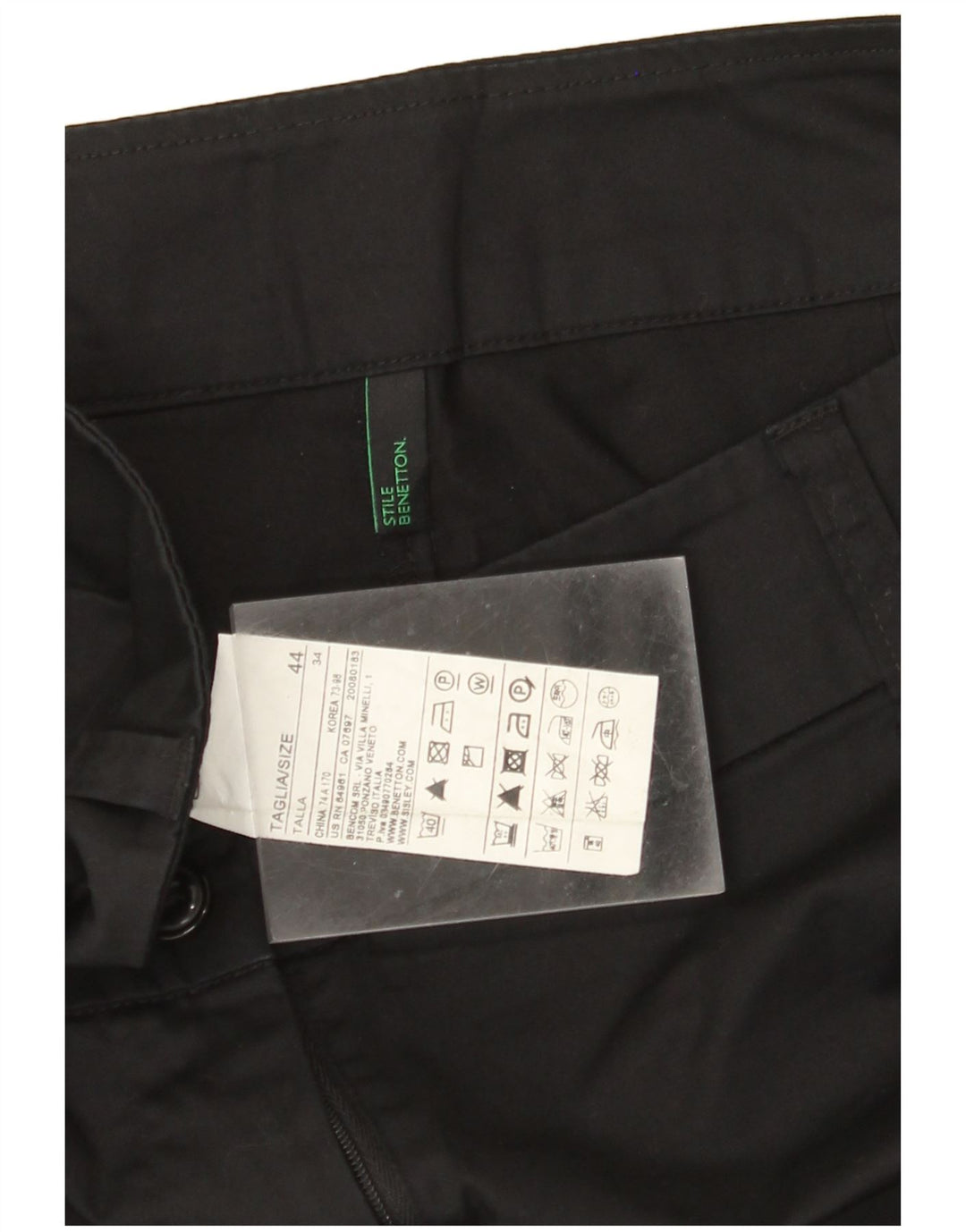 Spodnie damskie BENETTON Capri IT 44 Medium W32 L22 Czarna bawełna