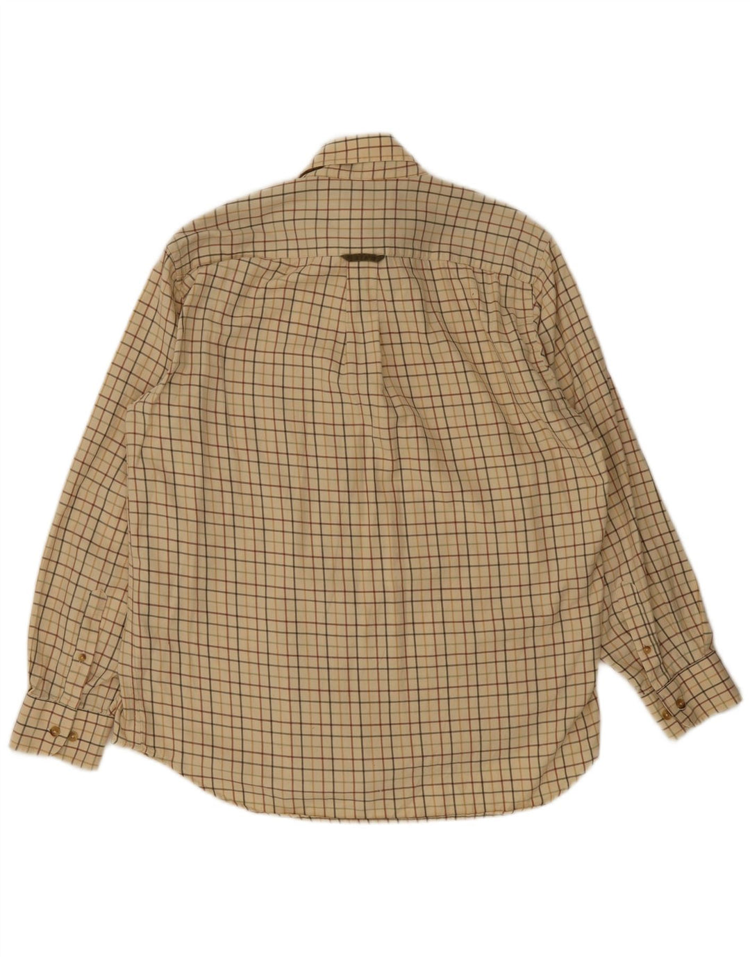 Koszula flanelowa męska Barbour w dużą beżową kratę, bawełniana
