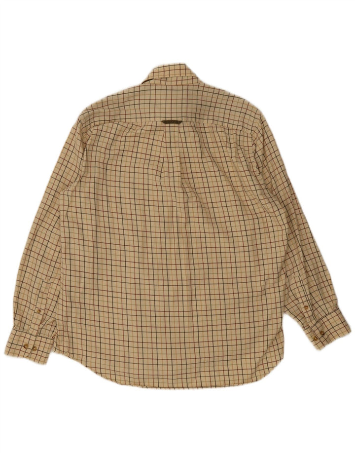 Koszula flanelowa męska Barbour w dużą beżową kratę, bawełniana