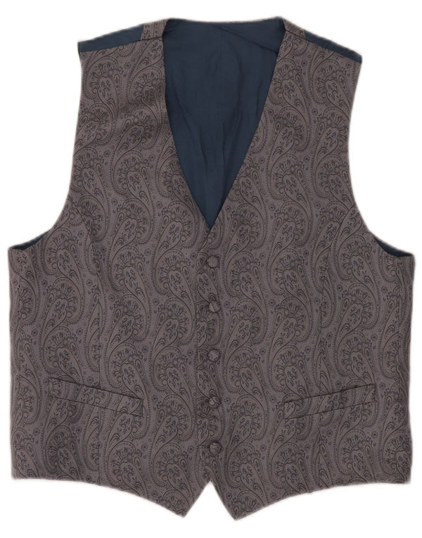Vintage męska kamizelka mała szara Paisley