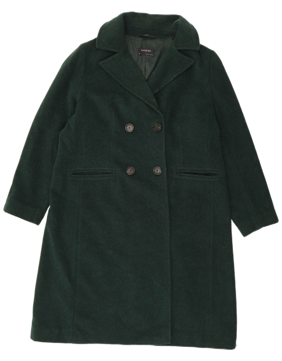 Marks & Spencer Damski płaszcz dwurzędowy UK 20 2XL Zielona wełna