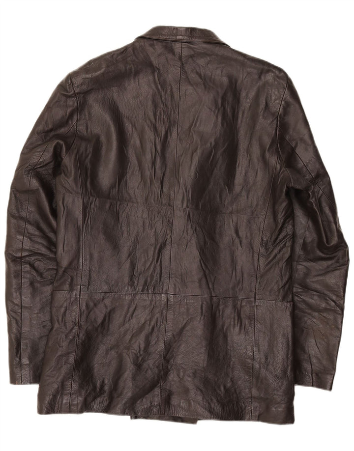 VINTAGE Womens Leather Jacket UK 14 Medium Brown