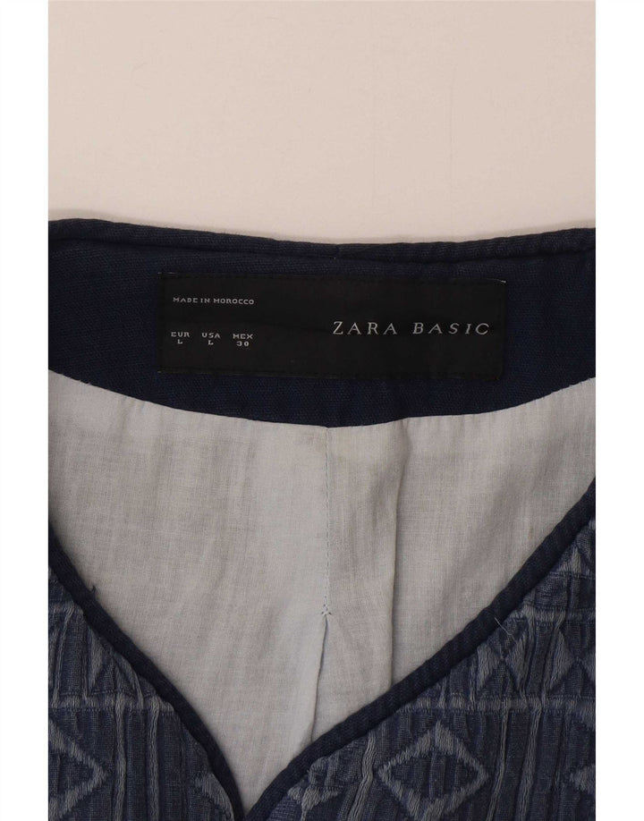 Płaszcz damski Zara Open UK 16, duży, granatowy, geometryczny, bawełniany