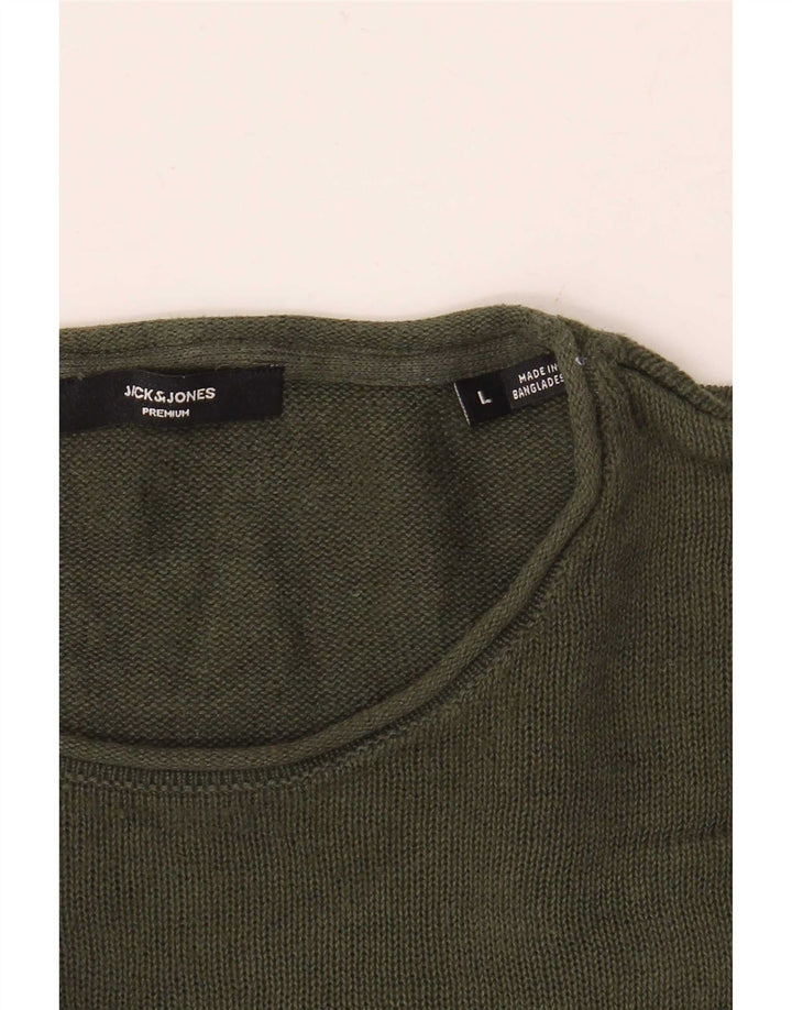 Męski sweter Jack & Jones z okrągłym dekoltem, duży, zielony