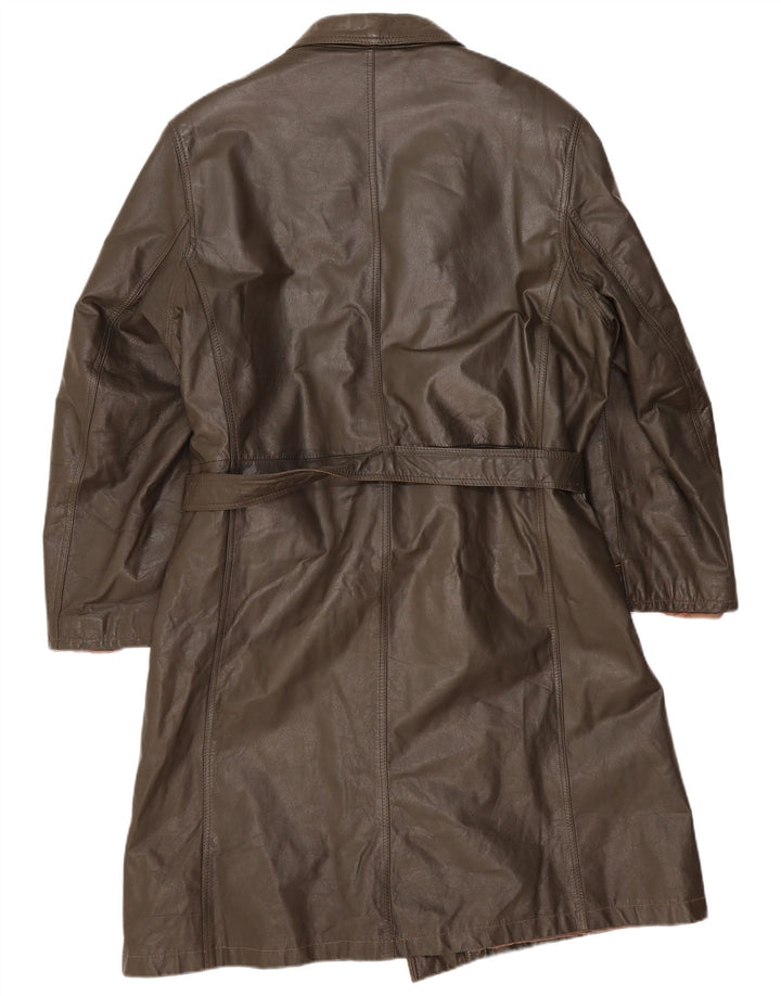 Vintage męski płaszcz skórzany IT 54 2XL Khaki