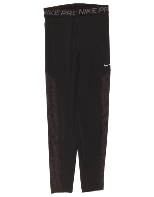 Damskie legginsy Nike Dri Fit Graphic UK 10, mały, czarny nylon z blokami kolorów