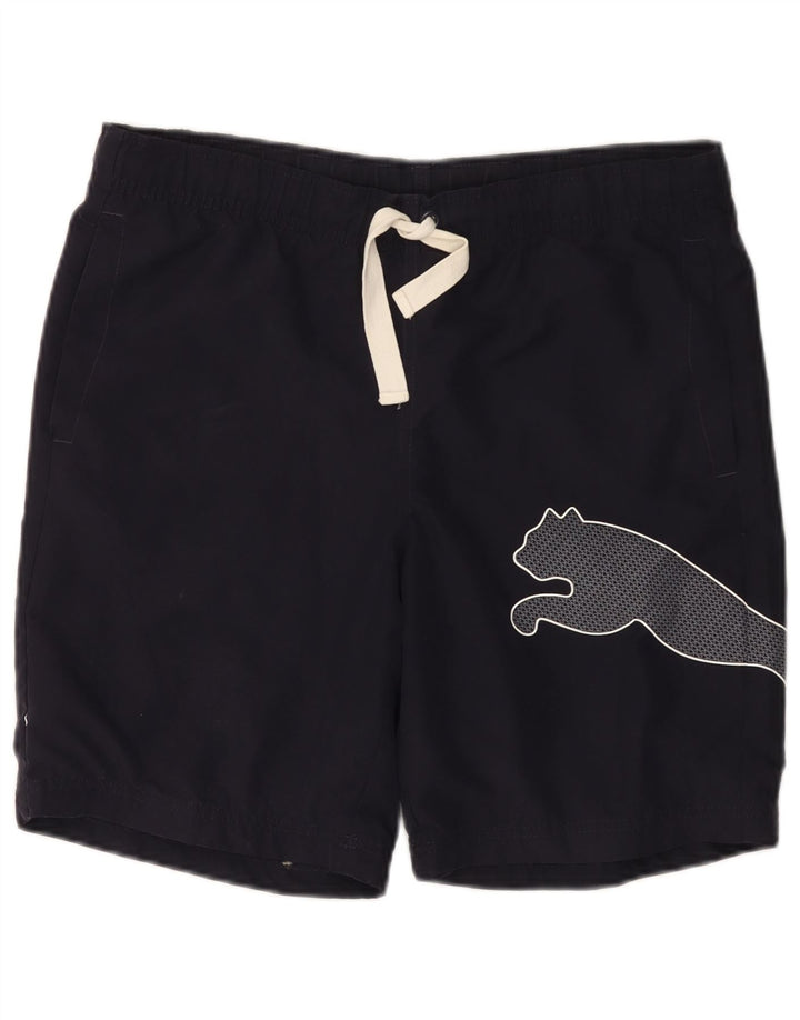 Męskie spodenki sportowe PUMA z grafiką, małe, granatowe, bawełniane