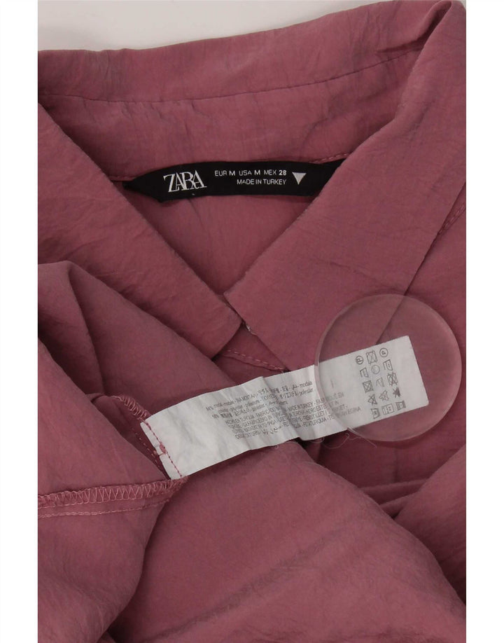 Damska długa, oversize'owa bluzka koszulowa Zara UK 14, średni różowy modal