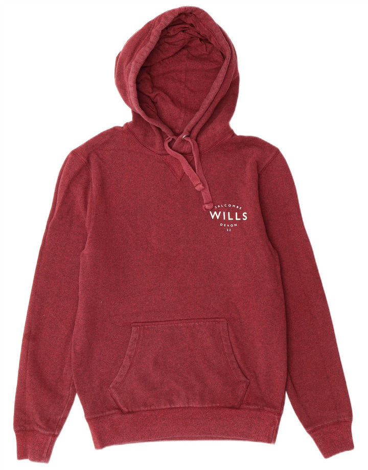 JACK WILLS Męski sweter z kapturem i grafiką, mały, bordowy, z bawełny w plamki