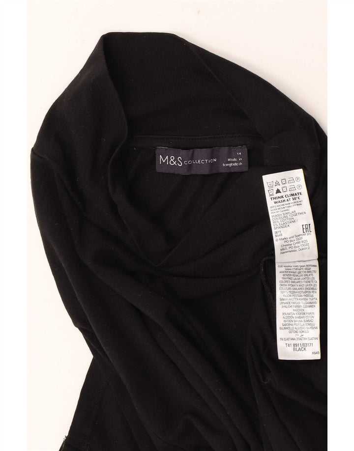Marks & Spencer Damski top z długim rękawem, UK 14, średni czarny, bawełniany