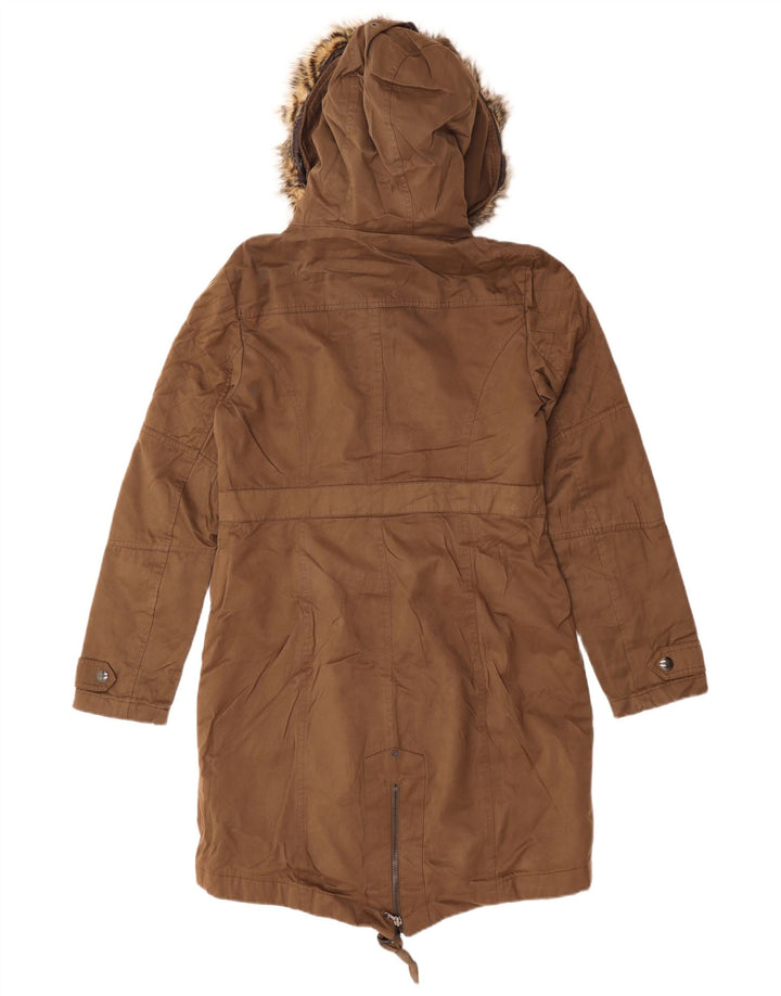 CALVIN KLEIN JEANS Damska kurtka parka oversize z kapturem UK 10 Small Brown