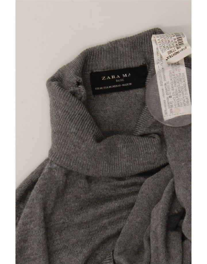 Męski sweter z golfem Zara Średni szary, wiskoza