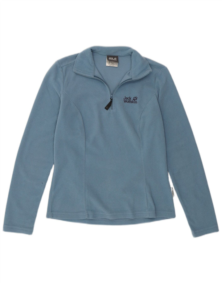 Damski sweter polarowy JACK WOLFSKIN z zamkiem błyskawicznym UK 10, mały, niebieski poliester