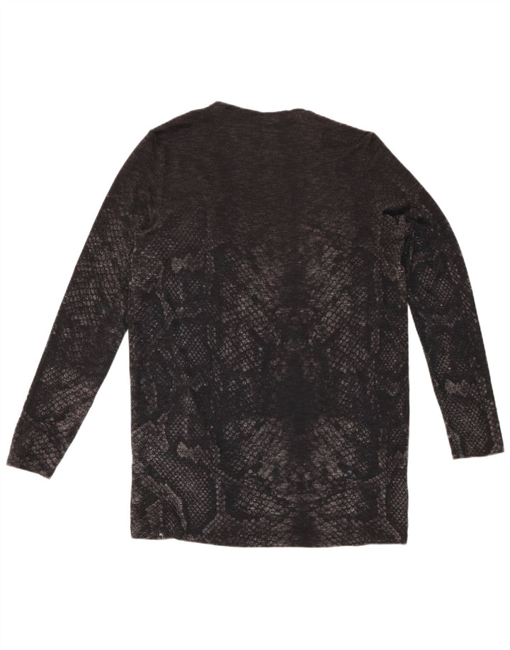 DESIGUAL Damski sweter rozpinany UK 12 Średni szary, zwierzęcy nadruk