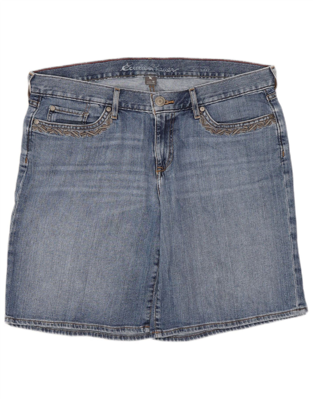 Damskie spodenki jeansowe Eddie Bauer US 12, duże, W34, niebieska bawełna