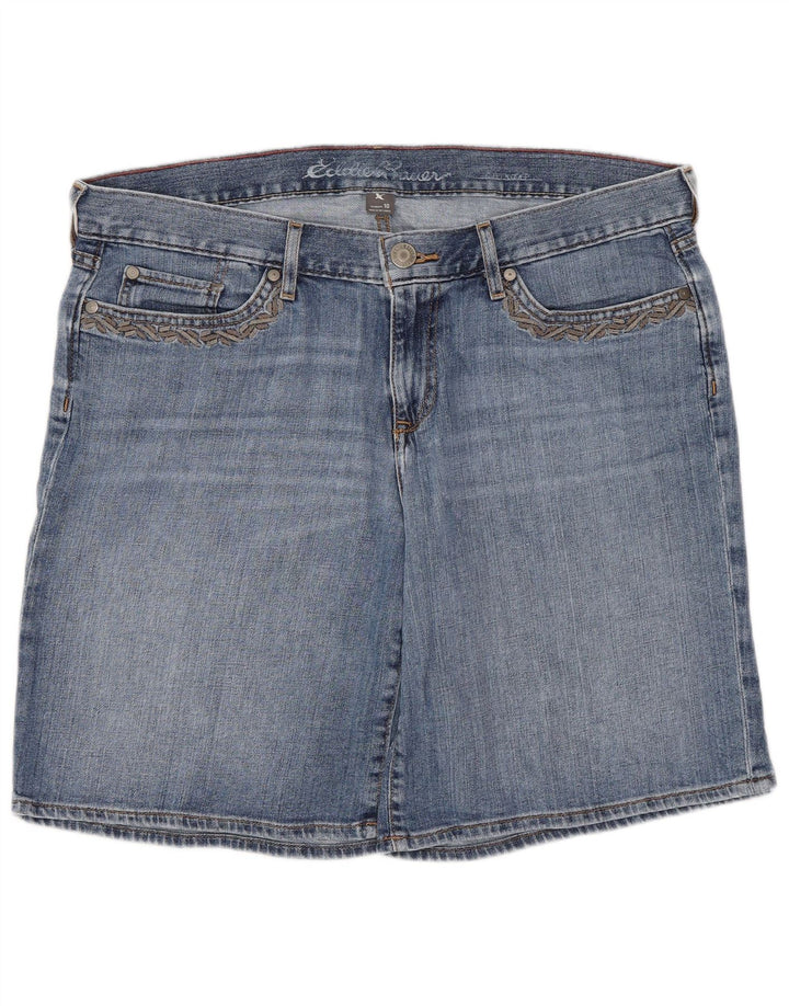 Damskie spodenki jeansowe Eddie Bauer US 12, duże, W34, niebieska bawełna
