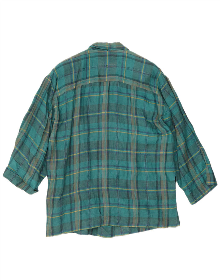 Vintage damska marynarka zapinana na 3 guziki EU 44 XL w niebieską kratkę