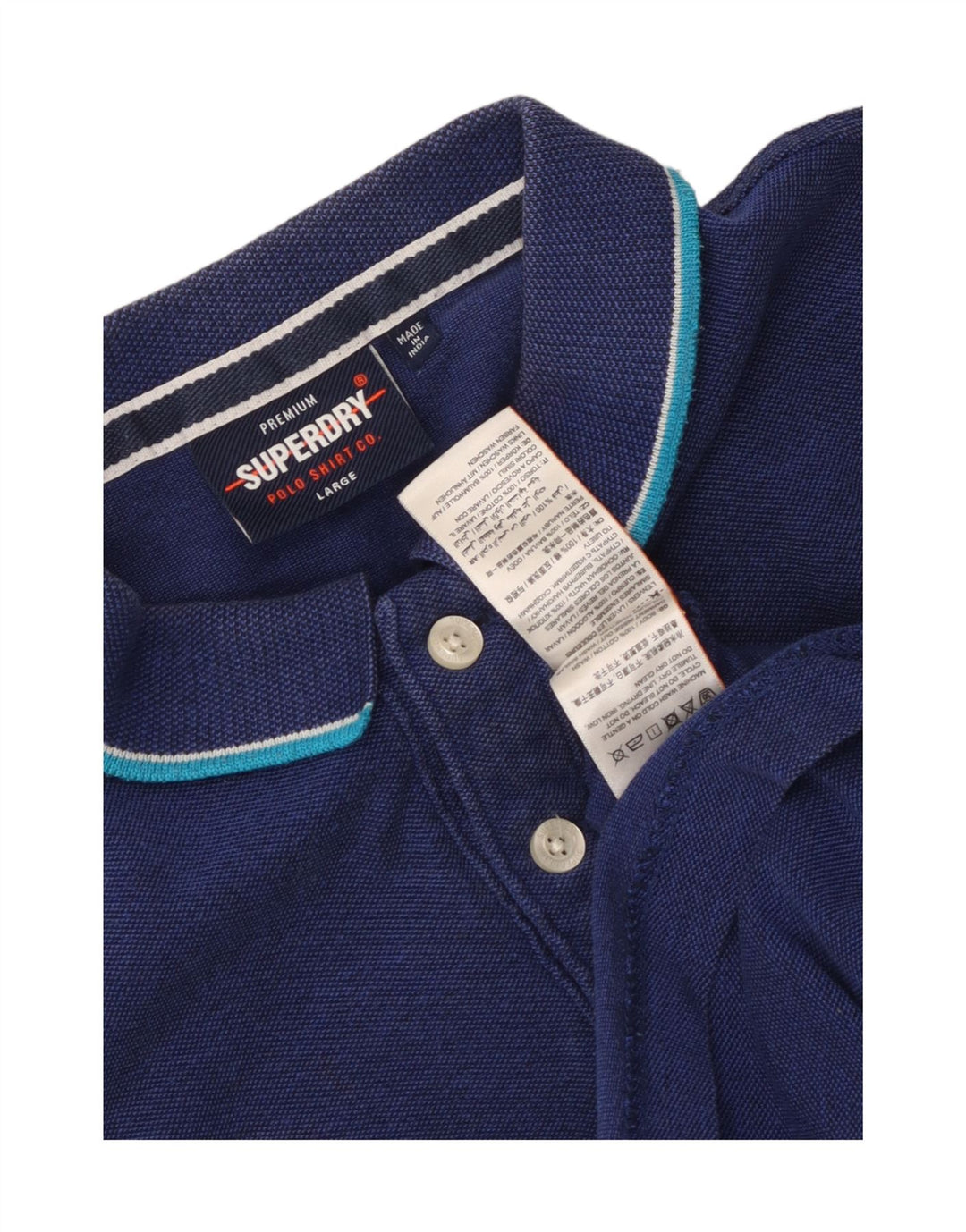 Męska koszulka polo Superdry, duża, niebieska, bawełniana