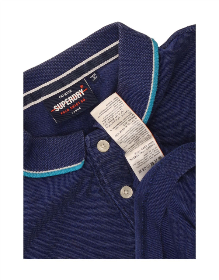 Męska koszulka polo Superdry, duża, niebieska, bawełniana