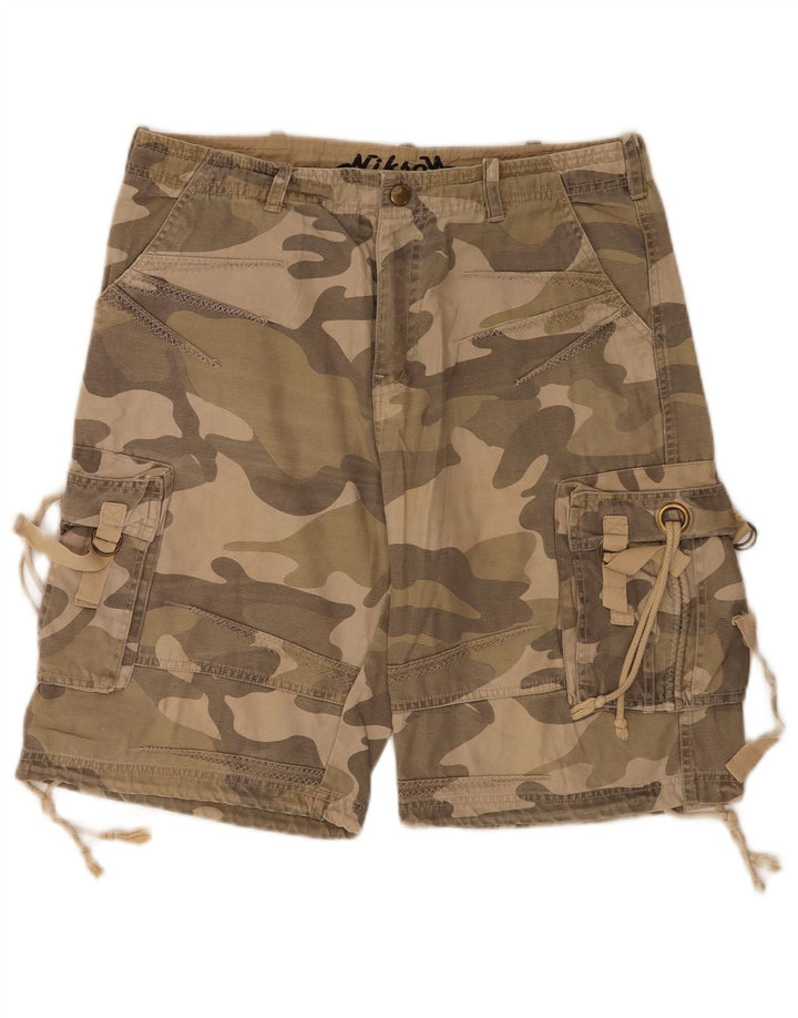 Męskie spodenki cargo w stylu vintage IT 48 Medium W34 Zielona bawełna w kamuflażu
