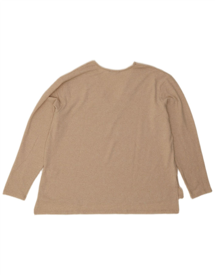 Damski sweter Zara z dekoltem w kształcie litery V, UK 16, duży, beżowy poliester