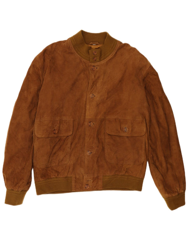 Męska zamszowa kurtka bomberka VINTAGE UK 42 XL, brązowa skóra