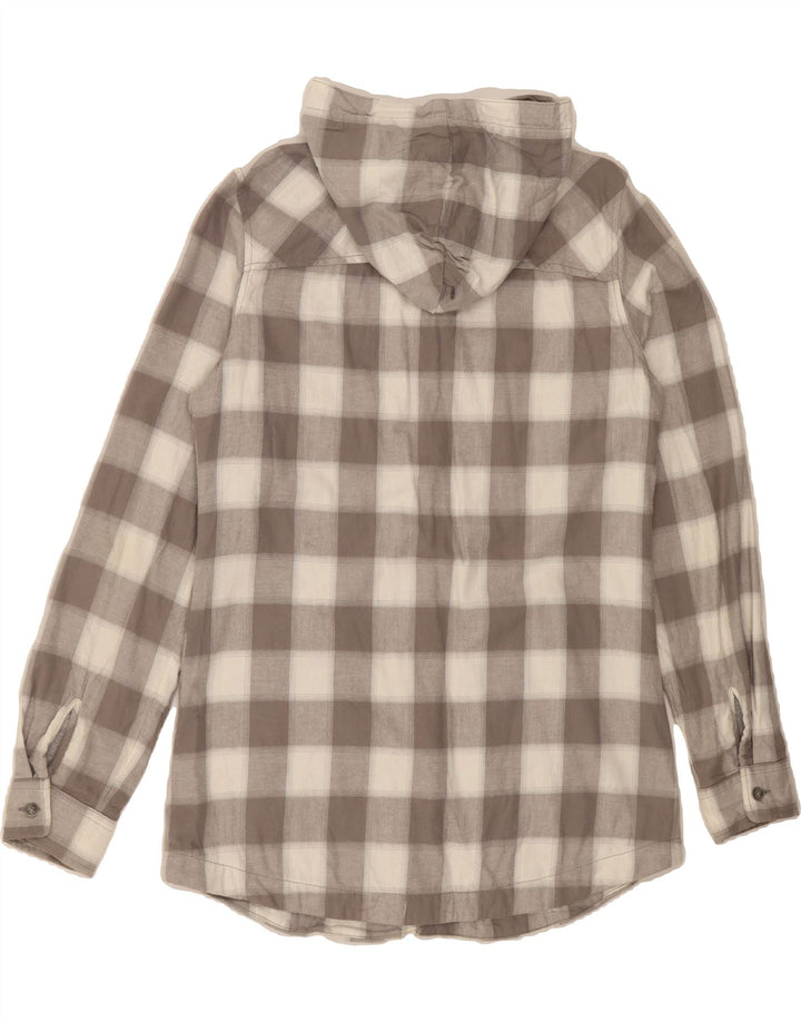 EDDIE BAUER Womens Hooded Utility Jacket UK 6 XS Grey Check Cotton Vintage Eddie Bauer and Second-Hand Eddie Bauer from Messina Hembry 