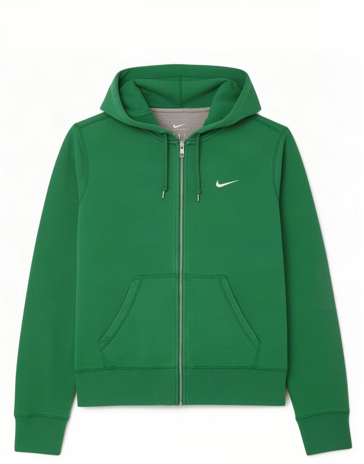 Męski sweter z kapturem i zamkiem błyskawicznym Nike, bawełniany, w kolorze średniej zieleni