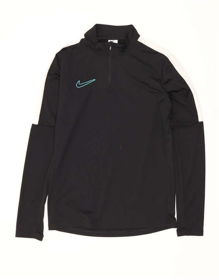 Męska koszulka Nike Dri Fit z zamkiem błyskawicznym i długim rękawem, mała, czarna, z blokami kolorów