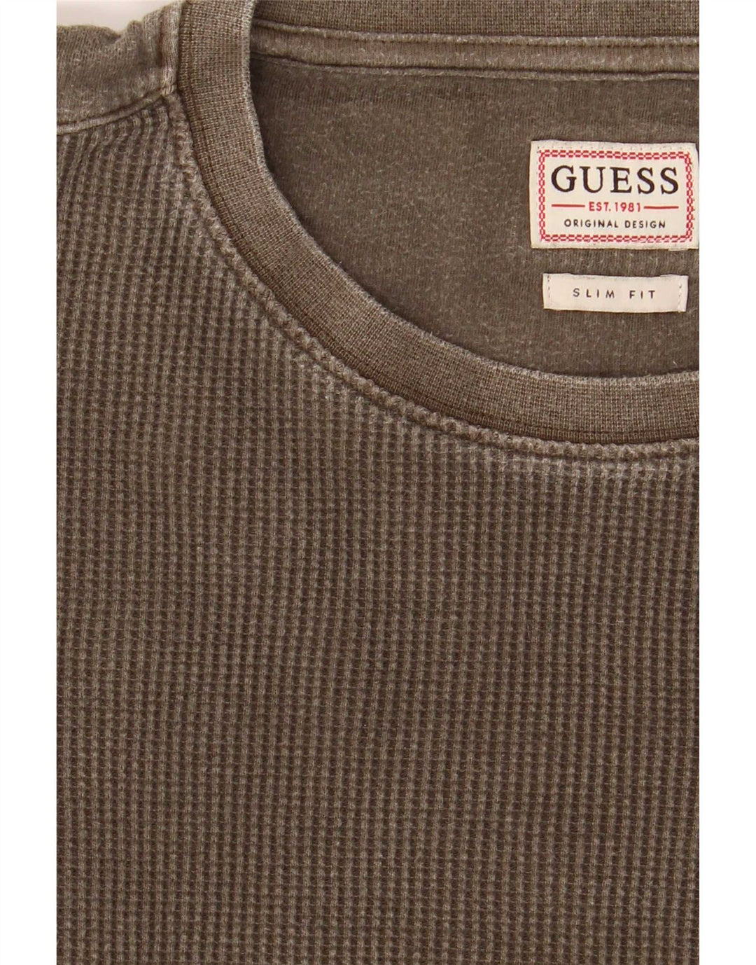 Męski top Guess o dopasowanym kroju z długim rękawem, średni khaki