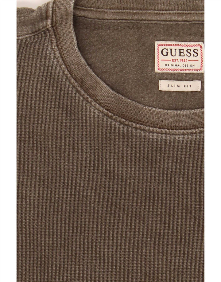 Męski top Guess o dopasowanym kroju z długim rękawem, średni khaki